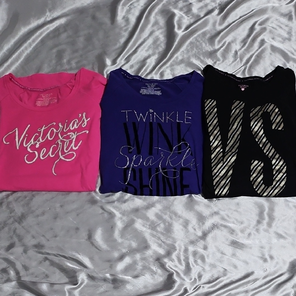 Victoria's Secret Pink, Lot Of 3, Purple, and Black Night Gowns